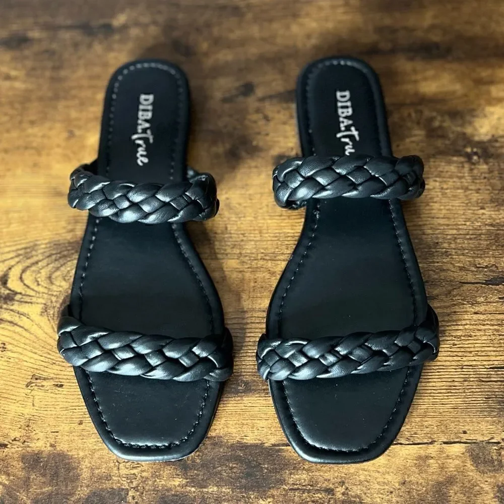 Diba True Rae Nah Leather Braided Sandal in Black, Size 9. New in Box!
